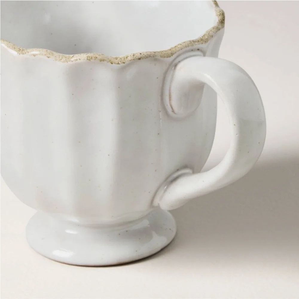 12oz Scalloped Edge Ceramic Mugs w Foot Sour Cream-Hearth & Hand Magnolia-2 Mugs